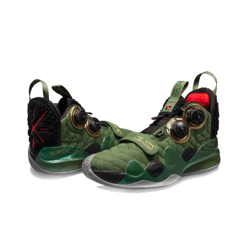 LiNing Way Of Wade 8 Screw Lei Feng Cushioning Anti-Slip And Wear-Resistant Mid-Top Basketball Shoes Army Green-4