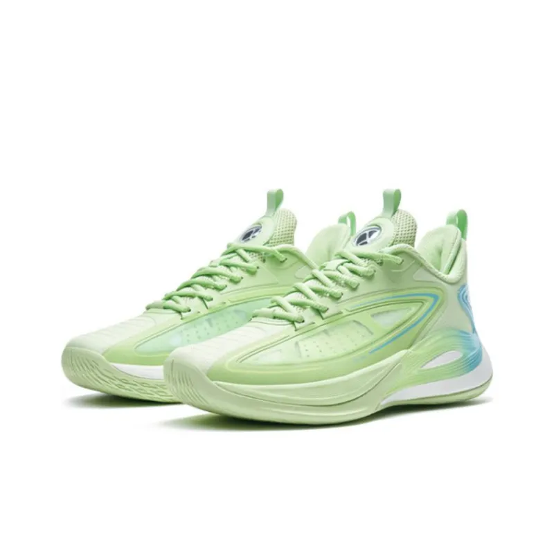 XTEP Light Feathers 3rd Generation V3 Cushioning Anti Slip And Wear Resistant Low Top Basketball Shoes Men's Green Blue-2