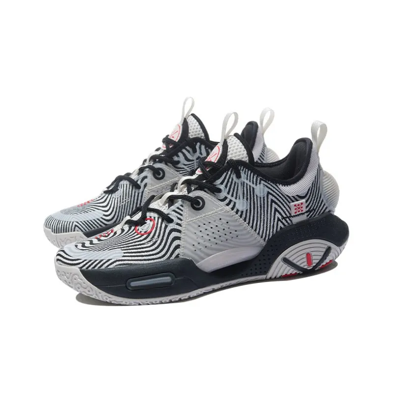 LiNing All City 9 V1.5 Anti-Slip Wear-Resistant Low-Top Basketball Shoes Black White Gray-2