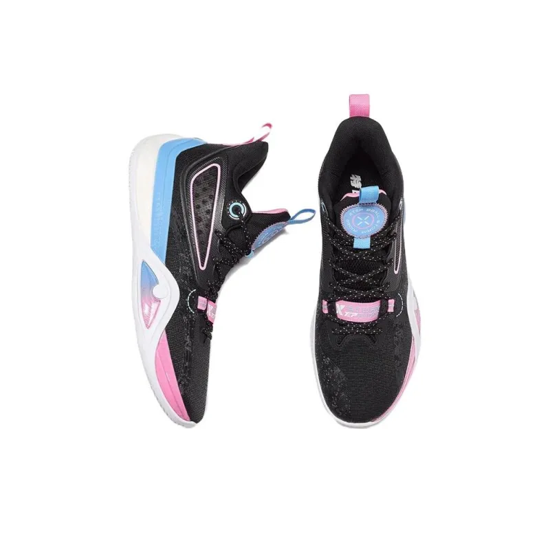 XTEP Shock Absorbers With Slip Resistant And Abrasion Resistant Properties High Top Basketball Shoes Men's Black Pink-4