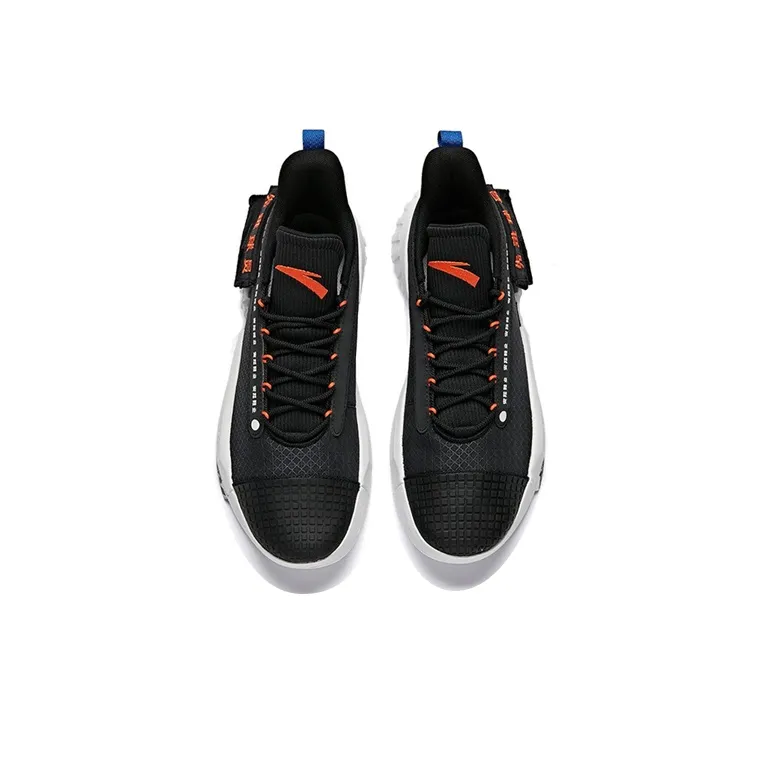Anta Advanced Player Wear-Resistant Mid-Top Performance Basketball Shoes Men's Black White-0