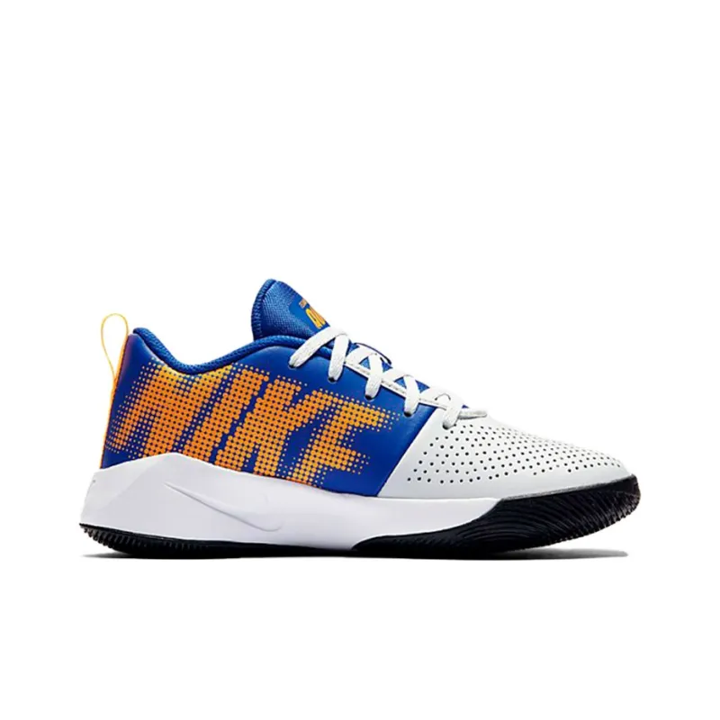 Nike Quick 2 Team Hustle Cushioned Slip-Resistant Low-Top Basketball Shoes GS White Blue Yellow-1