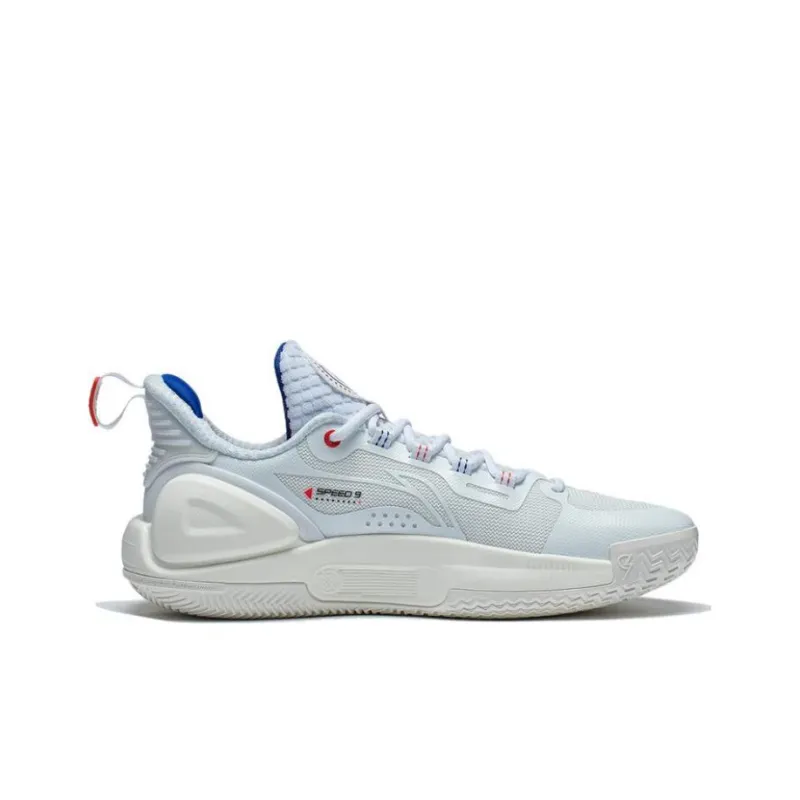 LINING Speed 9 Basketball Shoes Men Low Top White Red-1