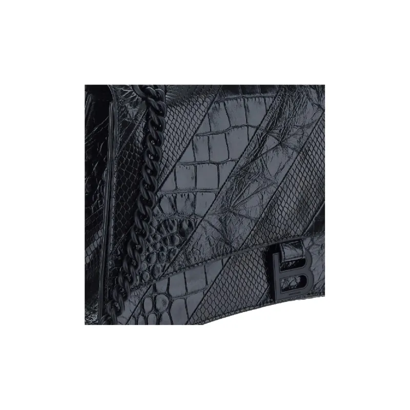 Balenciaga CRUSH Leather Chain Bag Crossbody Bag Shoulder Bag Women's Black-5