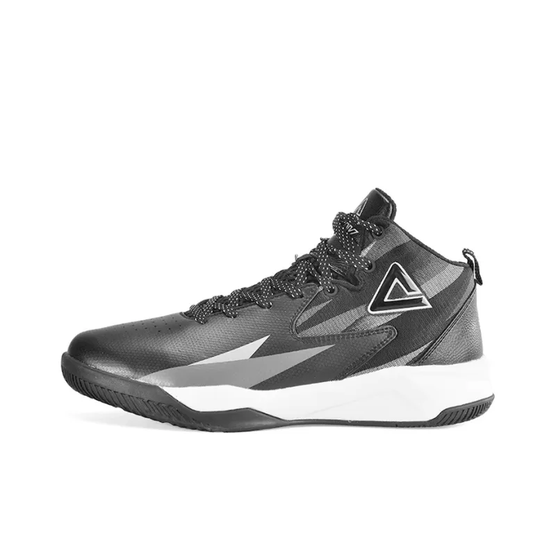 PEAK Durable Cushioning Mid-Top Performance Basketball Shoes Men's Black Gray-0