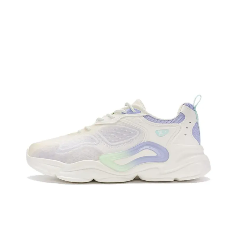 XTEP Nomadic Anti Slip And Wear Resistant Breathable Low Top Sports Casual Shoes Women's White Cyan Purple-0