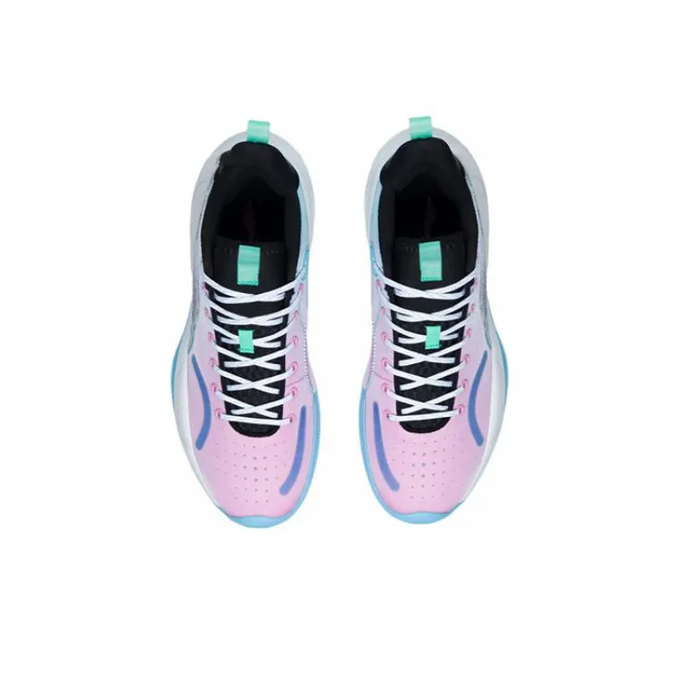 LiNing Magic Cloud Cushioned Slip-Resistant Rebound Mid-Top Performance Basketball Shoes Pink Blue-2