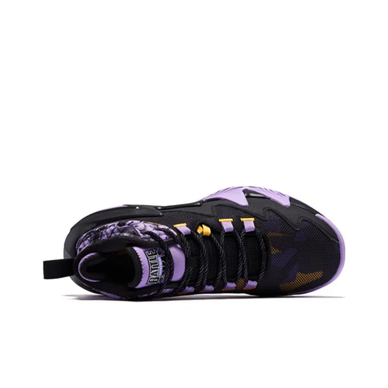 QIAODAN Broken Shadow 2 Anti Slip Wear Resistant High Top Basketball Shoes Men's Black Purple-3