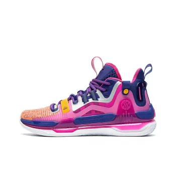 361° AG 1 California Sunset Cushioning Anti Slip And Wear Resistant Mid Top Basketball Shoes Men's Blue Pink