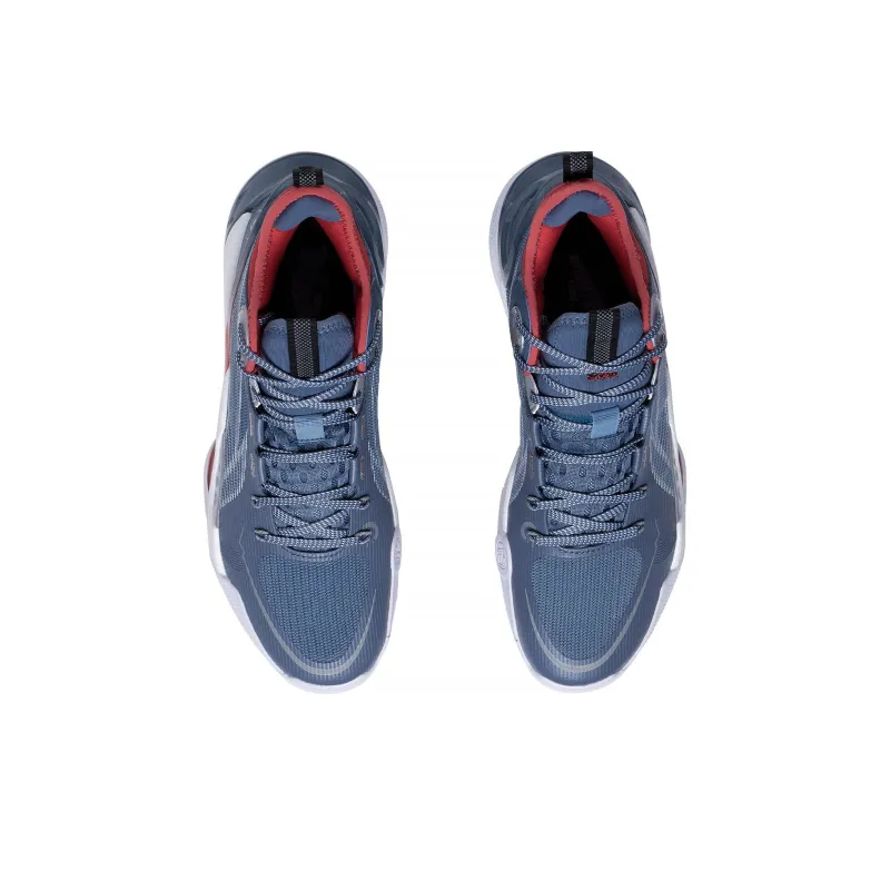 LiNing SONIC 10 Ultra Abrasion Resistant Breathable Mid Top Basketball Shoes Men's Blue White Red-3