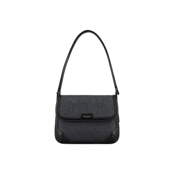 AMANI Fabric With Leather Handbag Shoulder Bag Women's Blue