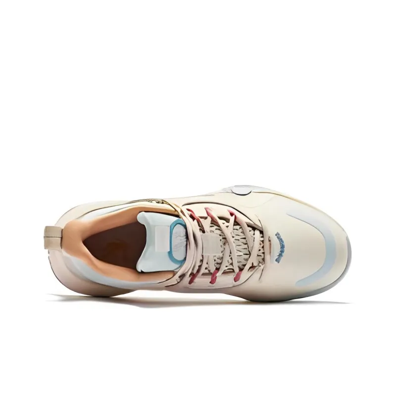 QIAODAN Cushioning, Slip Resistant, And Abrasion Resistant Mid Top Basketball Shoes Women's Yellow Blue-3
