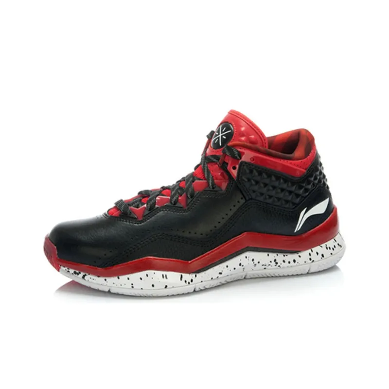 LiNing WOW 3 Mid Top Basketball Shoes Men's Black Red White-1