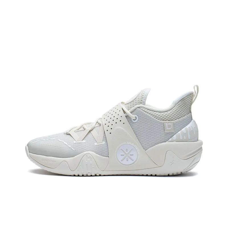 LiNing Cushioning, Slip Resistant, Abrasion Resistant, Coverage, Support Low Top Basketball Shoes Men's Pearl White-0