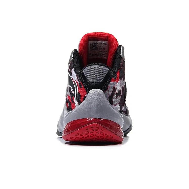 LiNing All In Team 4 Shock Absorbers Mid Top Basketball Shoes Unisex Black Red-3