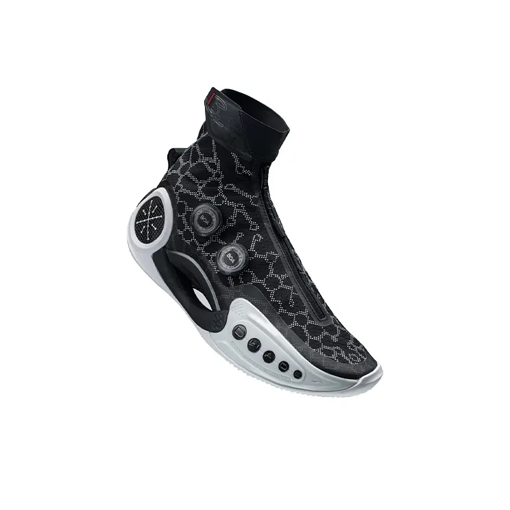 LiNing WOW 9 Wear Resistant Slip Resistant High Top Performance Basketball Shoes Men's Black White-4