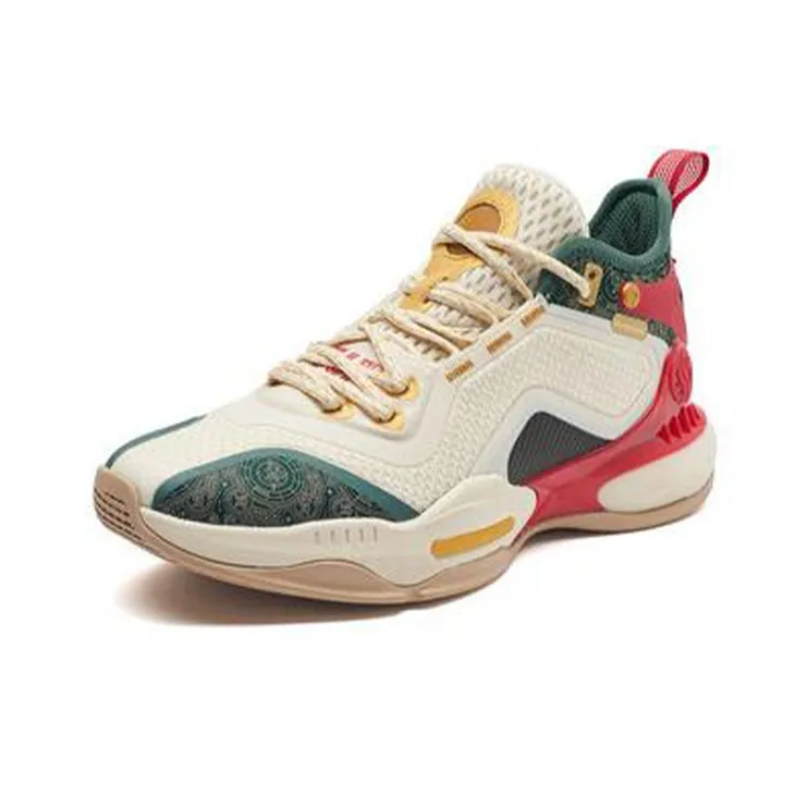 361° AG 2 United Cushioning Anti-Slip And Wear-Resistant Mid-Top Basketball Shoes White Red Green-1