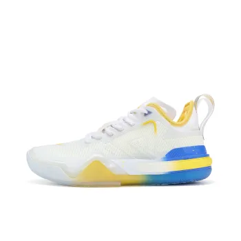 PEAK Wiggins AW1 Taichi Ripple Anti Slip Wear Resistant Low Top Basketball Shoes Women's White Blue Yellow