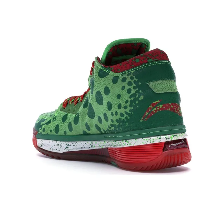 LiNing WOW 2 Way Of Wade 2 Mid Top Basketball Shoes Men's Green Red-2