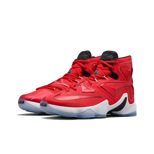 Nike Lebron 13 On Court Non slip Lightweight High Top Basketball Shoes Men's Away Red-2