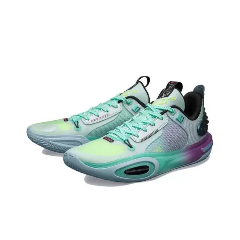 LiNing All City 11 Psychedelic Cushioning Anti Slip And Wear Resistant Low Top Basketball Shoes Men's Blue-1