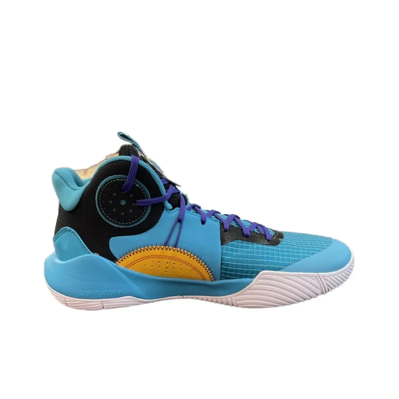 LiNing Sonic 9 Team Cushioning Anti Slip And Wear Resistant Mid Top Basketball Shoes Butterfly Blue-1