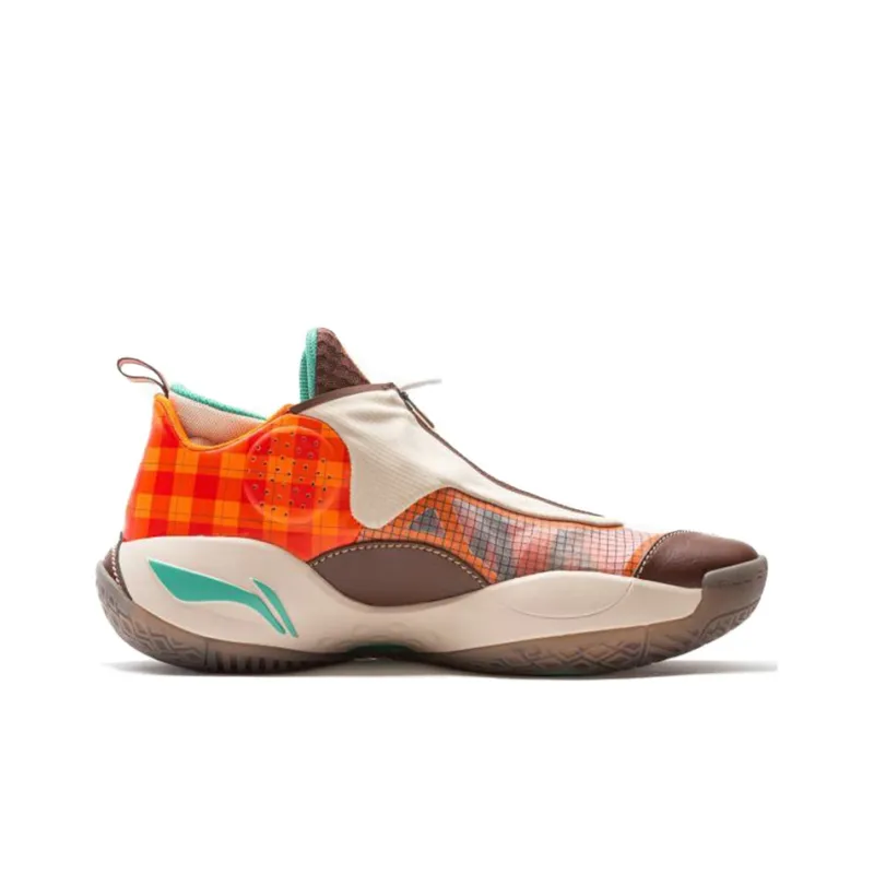 LiNing All City 8 Way Of Wade Invincible Destroyer Wear Resistant Mid Top Performance Basketball Shoes Men's Orange-1
