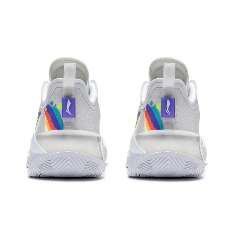 LiNing Liren 3 V2 Rainbow Durable Breathable Low-Top Basketball Shoes Unisex Fluorescent White Yellow-3