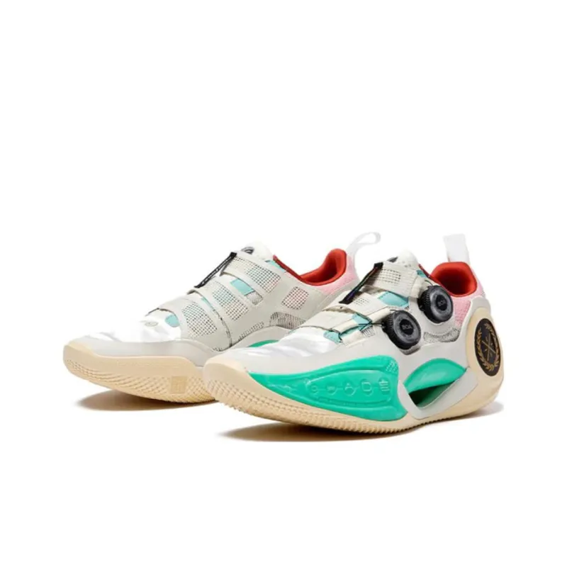 LINING WOW 9 Basketball Shoes Men Low Top White/Pink/Blue-2