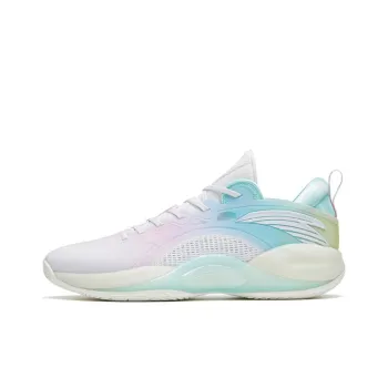 Anta Cement Bubble 3 Anti Slip Wear Resistant Low Top Basketball Shoes Men's White Pink Blue