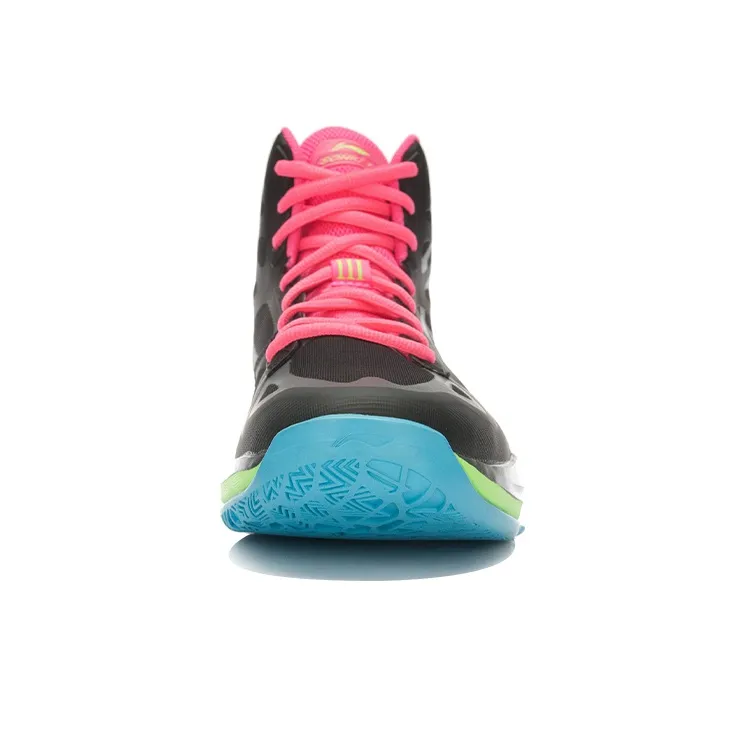 LiNing SONIC 3 Slip Resistant And Breathable High Top Basketball Shoes Unisex Black Pink Green-3