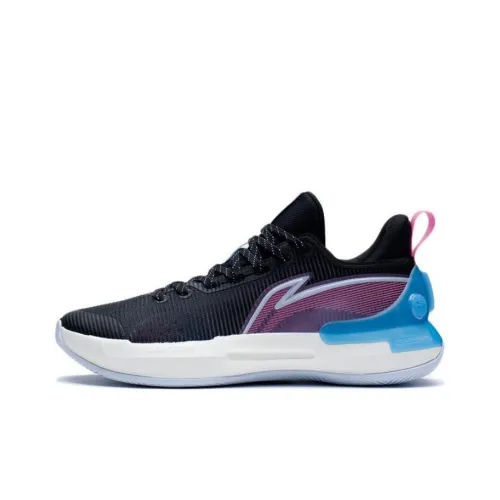 LINING YuShuai Retro Basketball Shoes Men Low-Top Black/Rhododendron Pink