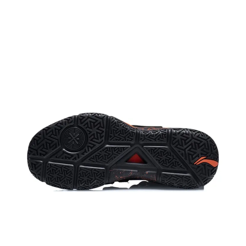 LiNing Wade Block Cushioning Anti Slip And Wear Resistant Coverage Support Low Top Basketball Shoes Black Orange-5