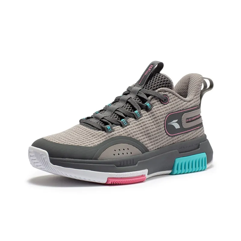 361° Tackle Q BOOM Technology Low Top Performance Basketball Shoes Men's White Gray-1