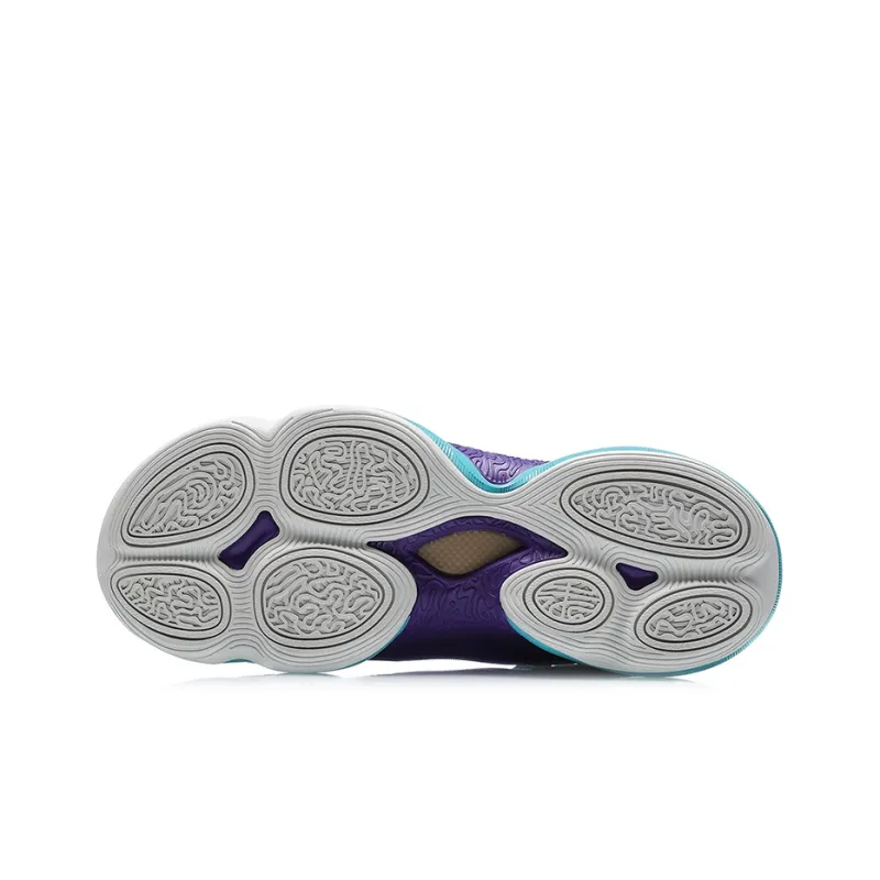 LiNing Wow Shadow 2 Cushioned Slip Resistant Rebound Wear Resistant High Top Basketball Shoes Men's White Purple-4