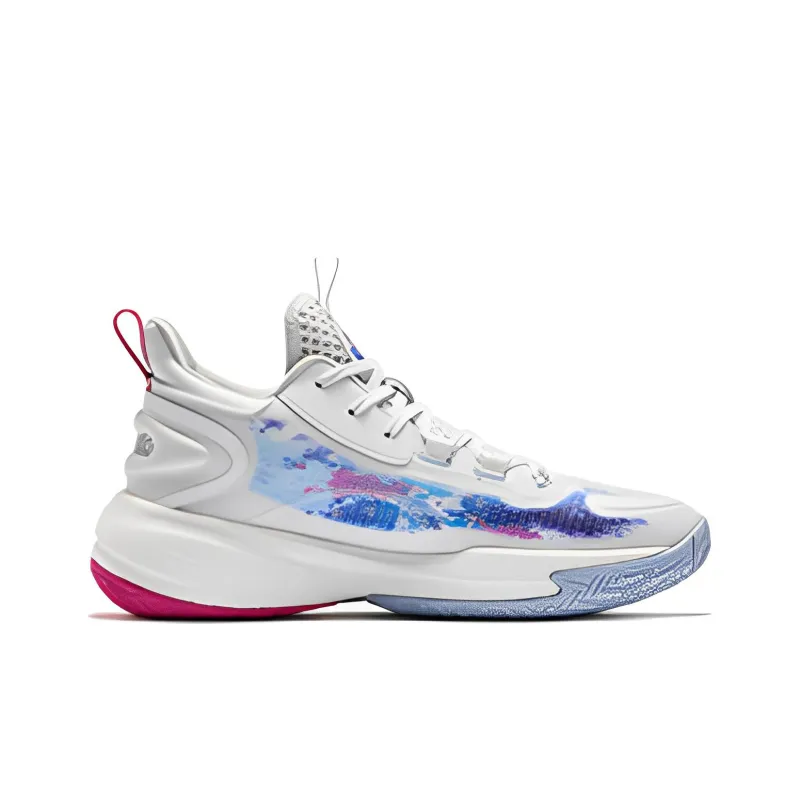 QIAODAN Busters 4ELITE Cushioning Anti Slip And Wear Resistant Mid Top Basketball Shoes Men's White Purple Blue-1