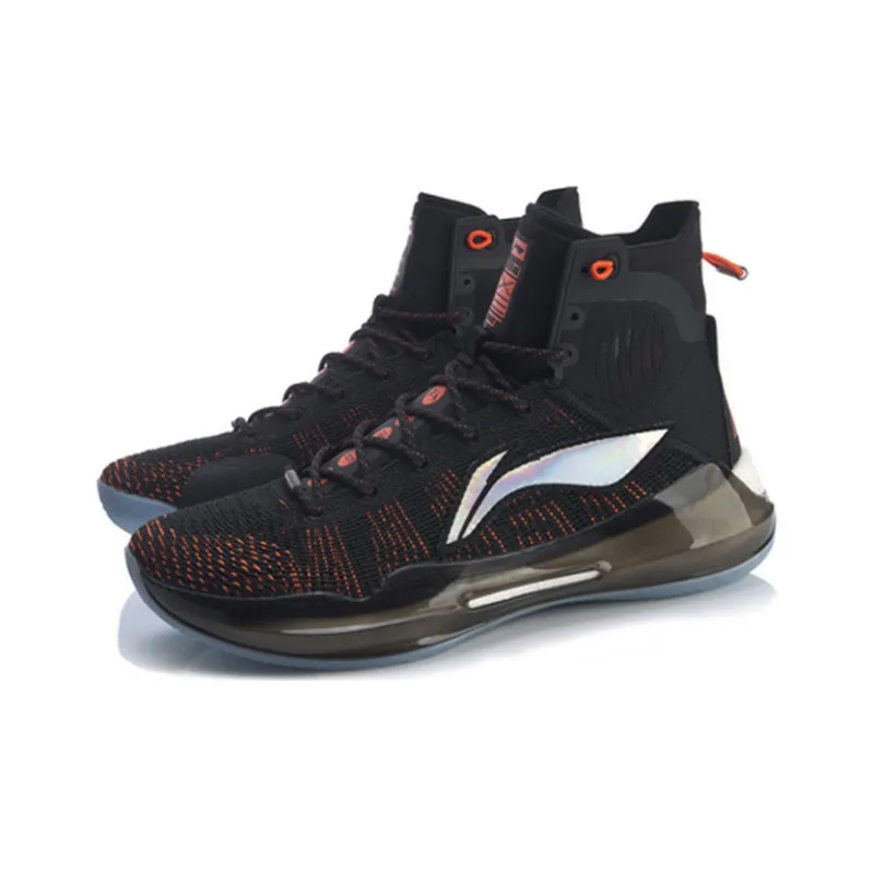 LiNing YuShuai 13 Boom Anti Slip Wear Resistant High Top Basketball Shoes Men's Black Orange-2