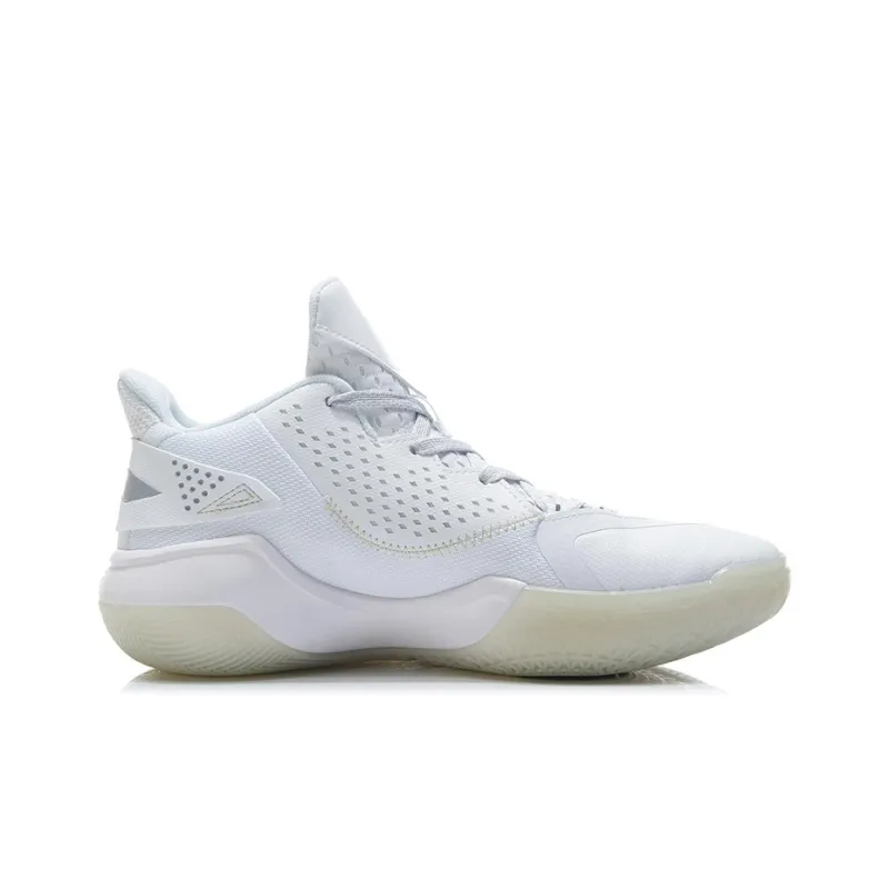 LiNing Blast Anti-Slip Wear-Resistant Mid-Top Basketball Shoes White-1