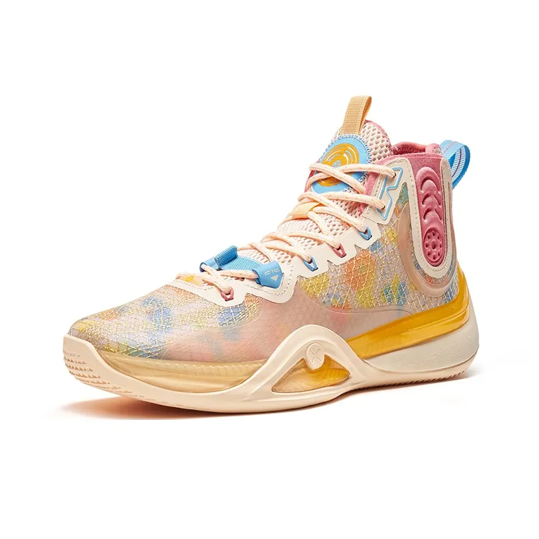 XTEP Royal Wind Generation Cushioning Anti-Slip And Wear-Resistant High-Top Basketball Shoes Men's Orange Pink-1