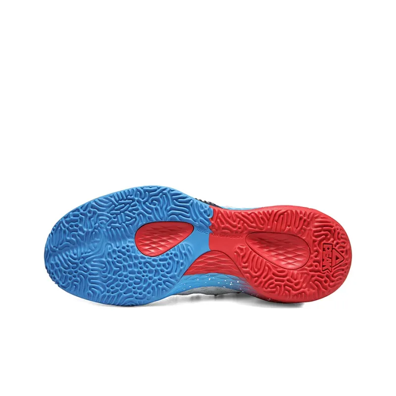 PEAK Lightning 2 Slip-Resistant Cushioning Wear-Resistant Mid-Top Basketball Shoes White Blue Red-5