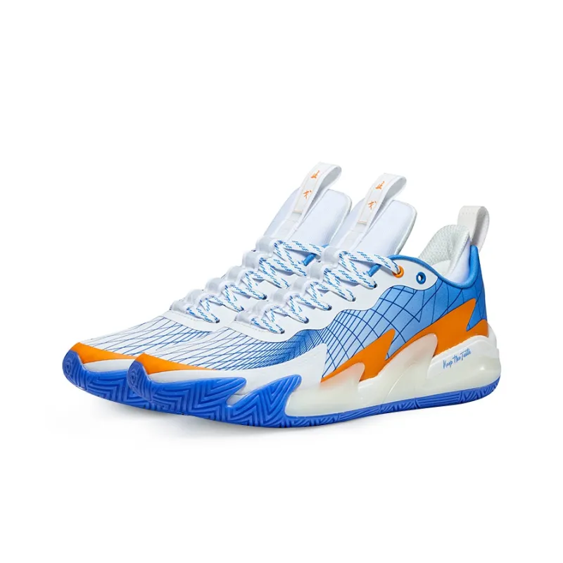 RIGORER Stop Ge 1.0 Cushioned Wear Resistant Coverage Low Top Basketball Shoes Unisex White Blue Orange-2