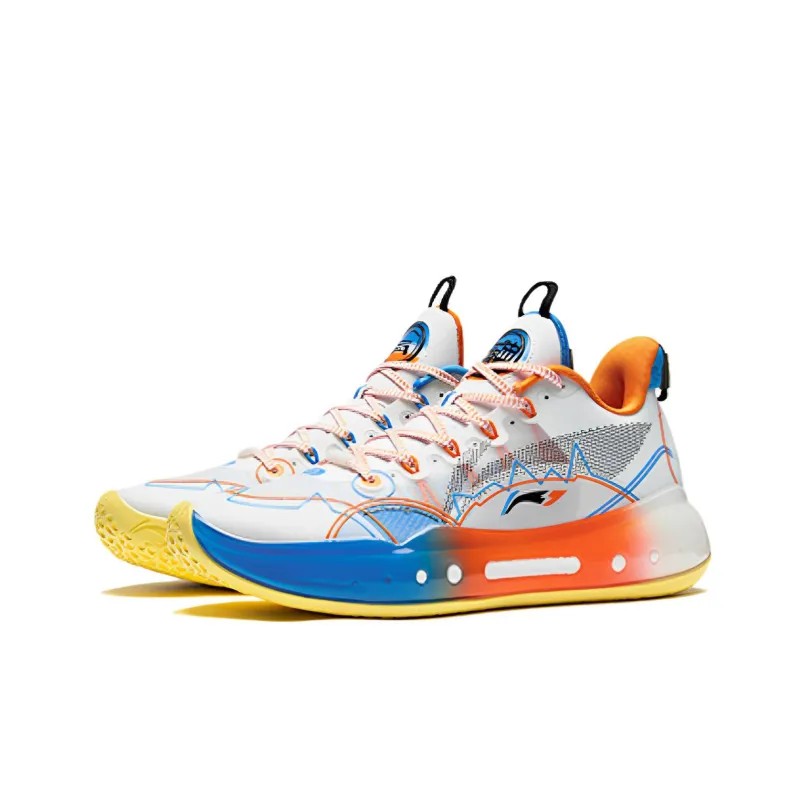 LiNing YuShuai 14 䨻 Low Cushioning Anti-Slip And Wear-Resistant Low-Top Basketball Shoes White Red Blue-2