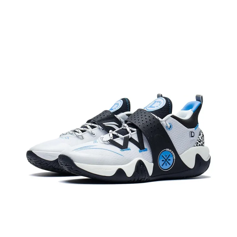 LiNing Coldblood Cushioning Anti-Slip And Wear-Resistant Low-Top Performance Basketball Shoes Gray Black Blue-2