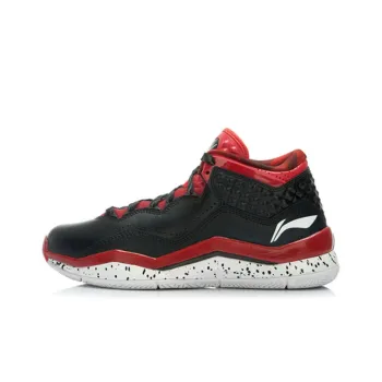 LiNing WOW 3 Mid Top Basketball Shoes Men's Black Red White
