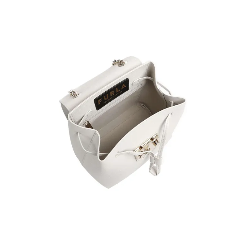 Furla Leather Backpack Small Size Women's White-2