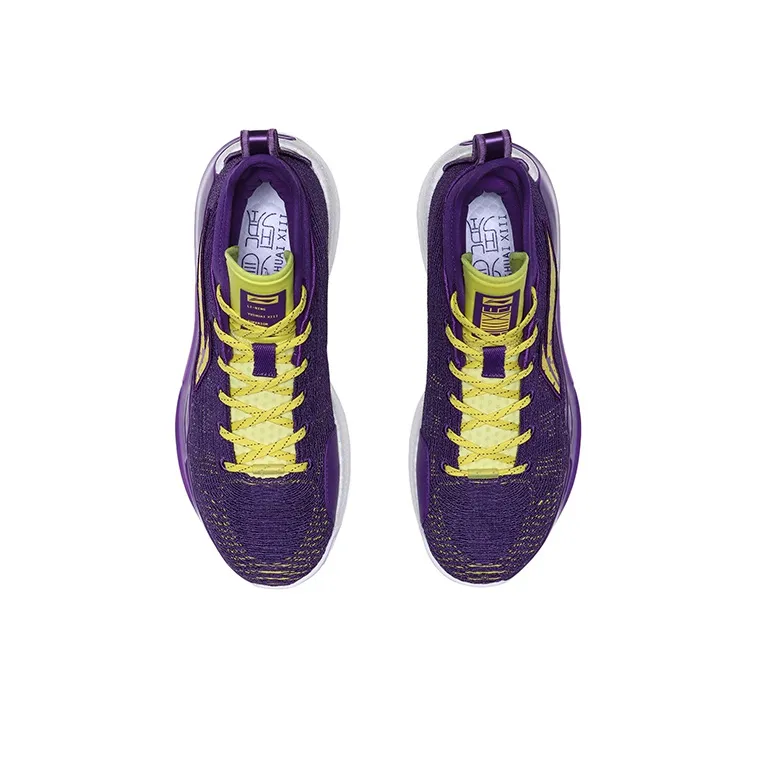 LiNing YuShuai 13 Boom Low Mid Top Performance Basketball Shoes Men's Yellow Purple-3