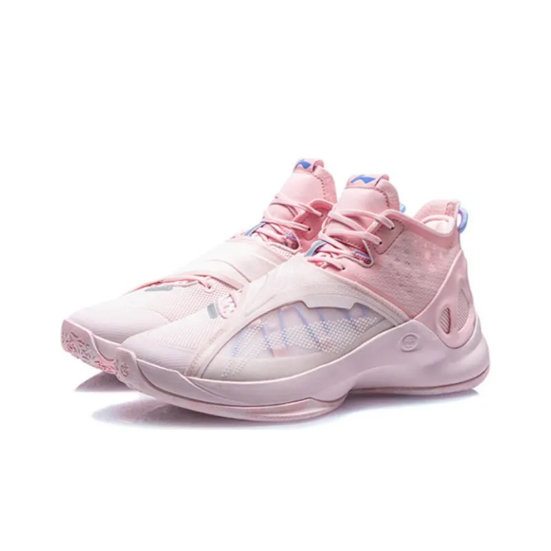 LINING Cicada Wing Basketball Shoes Men Mid Top Primrose Pink/Light Pink-2