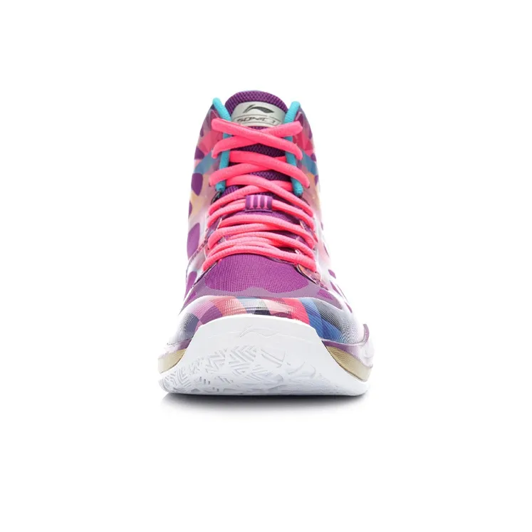 LiNing SONIC 3 Wear Resistant High Top Basketball Shoes Men's Purple Gold-3