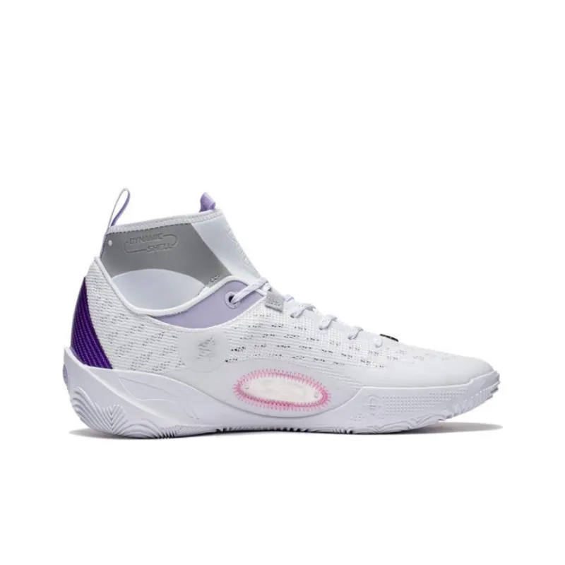 LiNing 808 2 ULTRA Abrasion Resistant Breathable Mid Top Basketball Shoes White Bad Little Purple-1