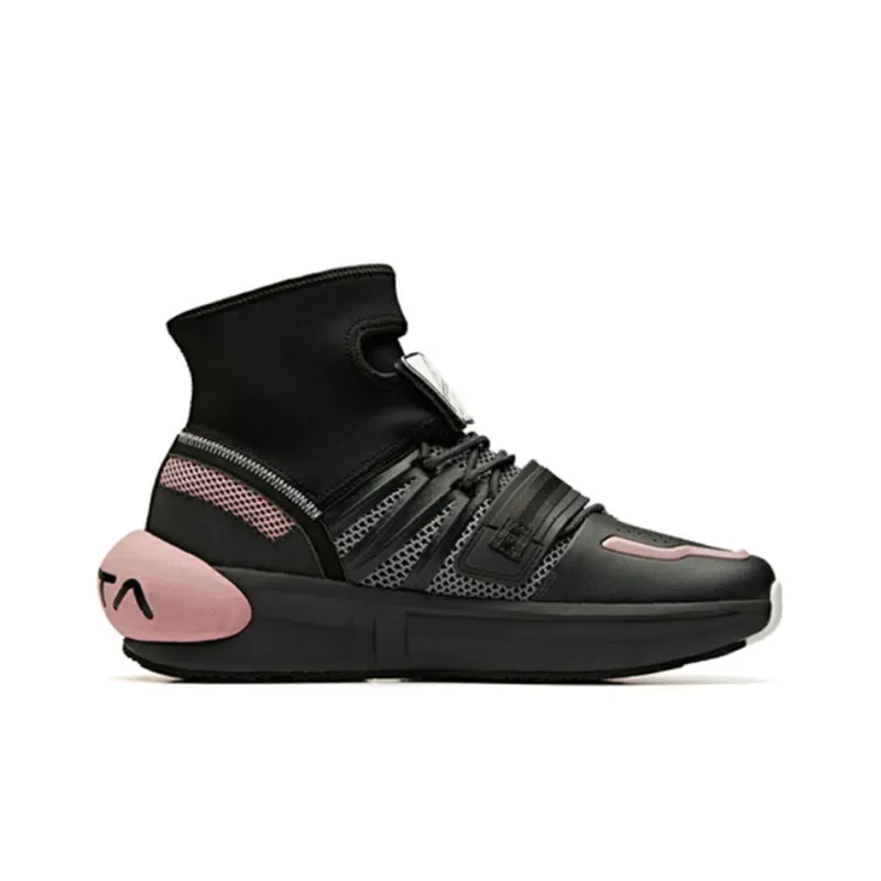 ANTA Basketball Shoes Men High Top Black/Pink/Green-1